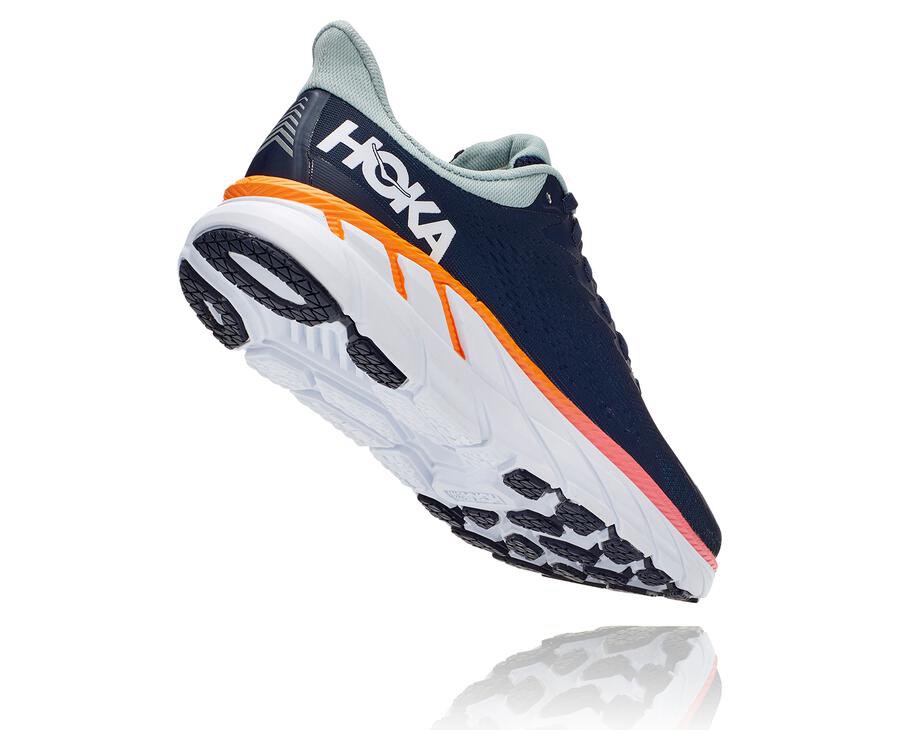 Hoka Australia One One Clifton 7 - Womens Running Shoes Navy/White - NBEMT-2760